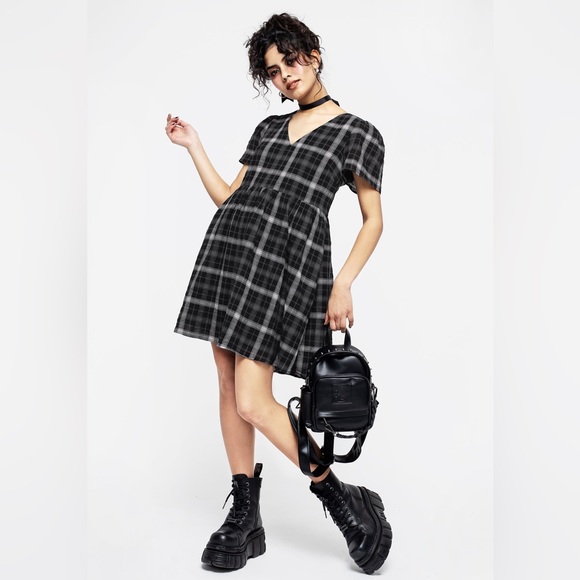NWT Disturbia Dilemma Check Mini Smock Dress US 2 / UK 6 - Picture 8 of 8